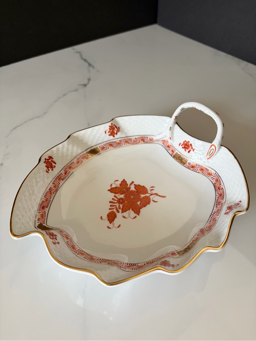 Chinese Bouquet Rust Leaf Serving Dish by Herend
